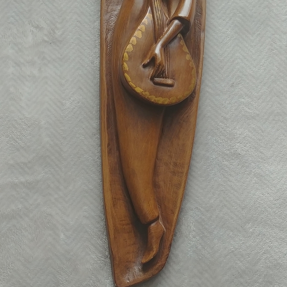 Vintage MCM chalkware Music Muse wall hanging - Picture 3 of 9